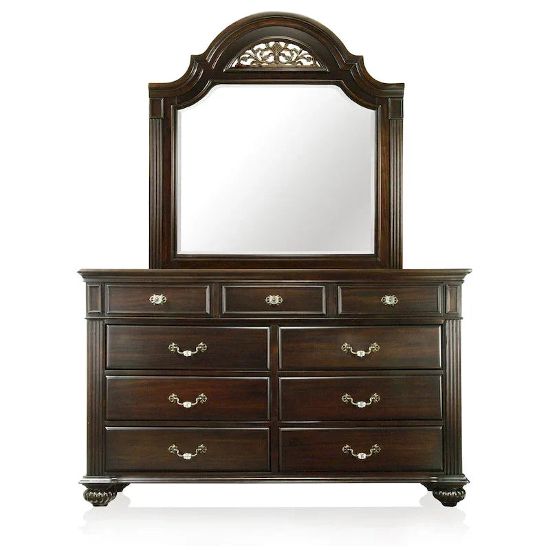 Vame-perinteinen 2-osainen lipasto- ja peilisetti, 9 laatikkoa, Furniture of America