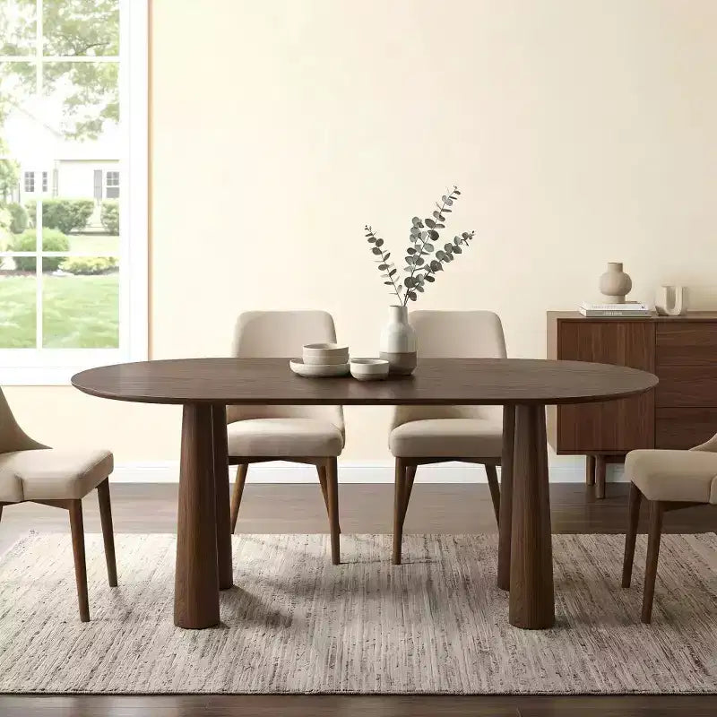 Table à manger ovale en bois Dovelina de 67 pouces, à 4 pieds, table de cuisine moderne pour 6 personnes