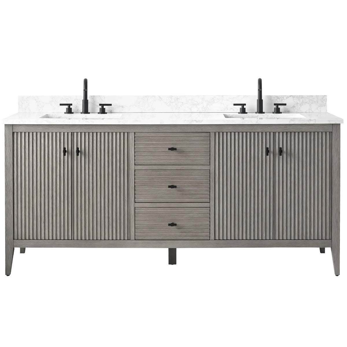 Vanity Art 72 badkamermeubel met dubbele wastafel en blad van composietmarmer