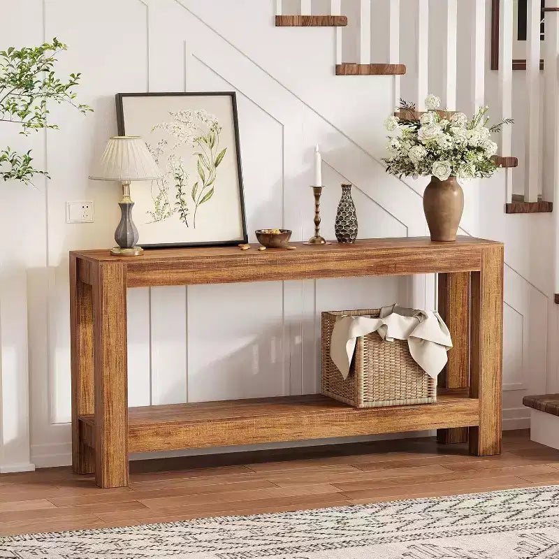 63 Entryway Console Table with 2 Drawers, Narrow Wooden Sofa Table for Living Room, Hallway, or Foyer, Accent Storage Table