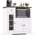 Küchen-Mikrowellenschrank mit Stauraum, 3 Türen, 1 Schublade und verstellbaren Regalböden, Vorratsschrank