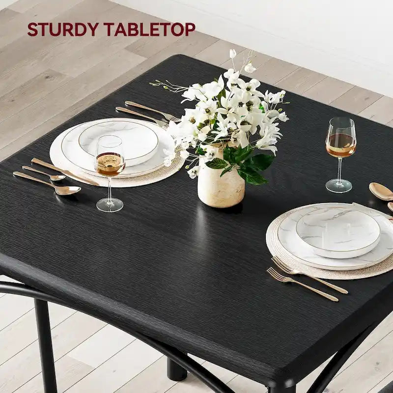 Dining Table Set for 2, Kitchen Table with Upholstered Chairs for 2