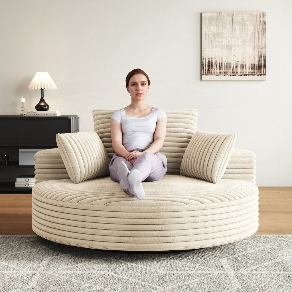Einzelner Drehstuhl aus Cord-Chenille-Schaumstoff