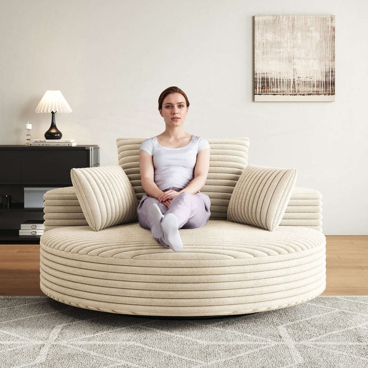 Einzelner Drehstuhl aus Cord-Chenille-Schaumstoff