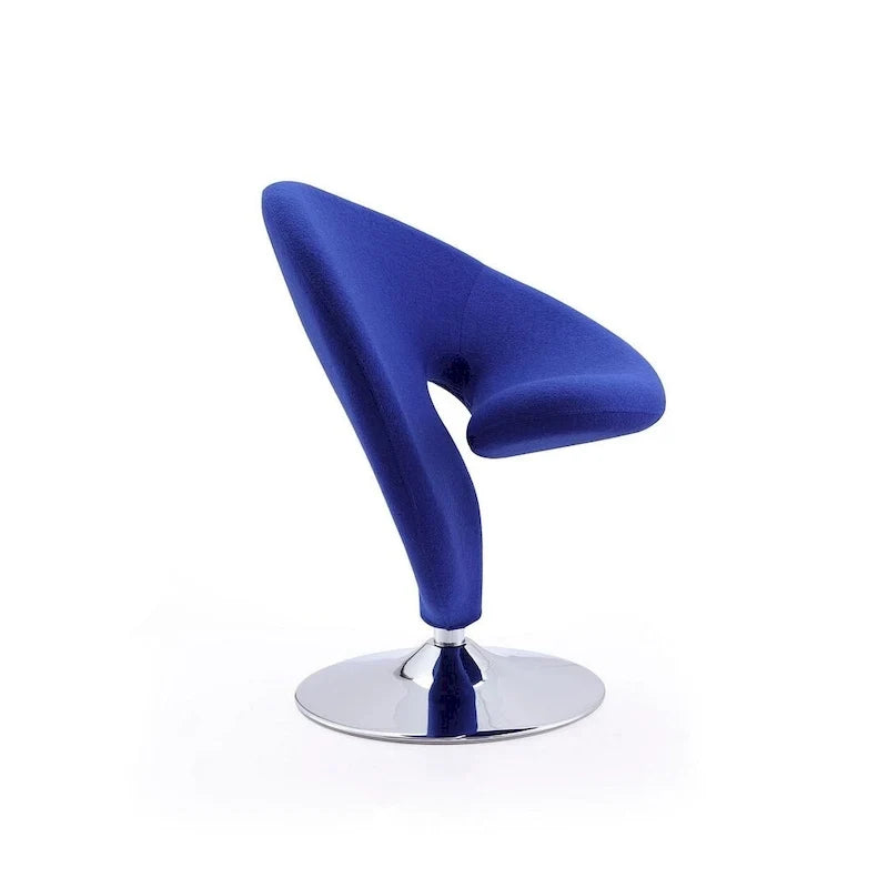 Poltrona girevole d'accento Manhattan Comfort Curl in misto lana e cromo (set da 2)