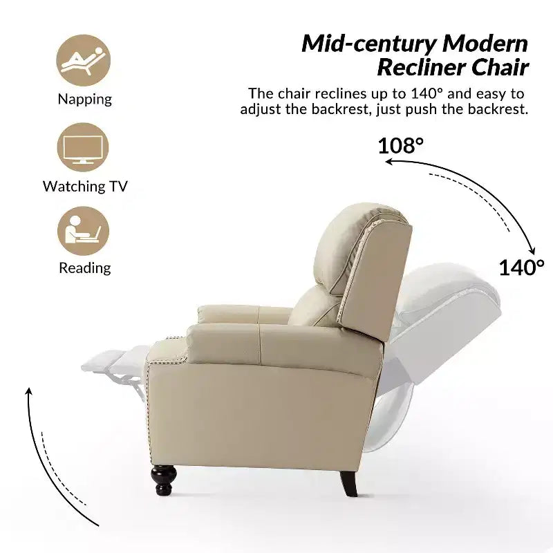 Set aus 2 modernen Elisabete-Sesseln mit hoher Rückenlehne aus echtem Leder und Vintage-Nagelkopfbesatz für Wohnzimmer und Schlafzimmer| ART OF LIVING DESIGNS