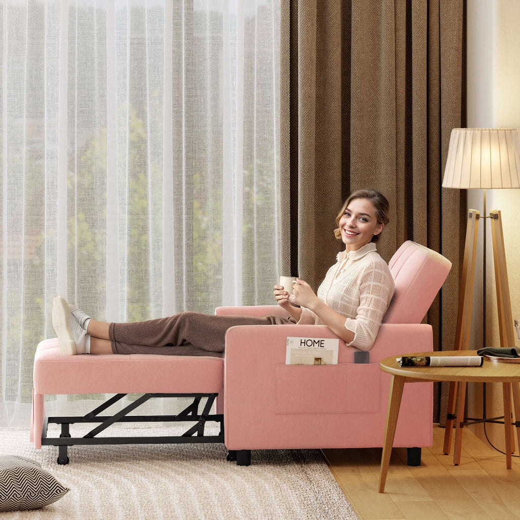 3-in-1-Schlafsofa mit verstellbarer Rückenlehne, ausziehbarer Sessel, umwandelbares Klappbett fürs Wohnzimmer