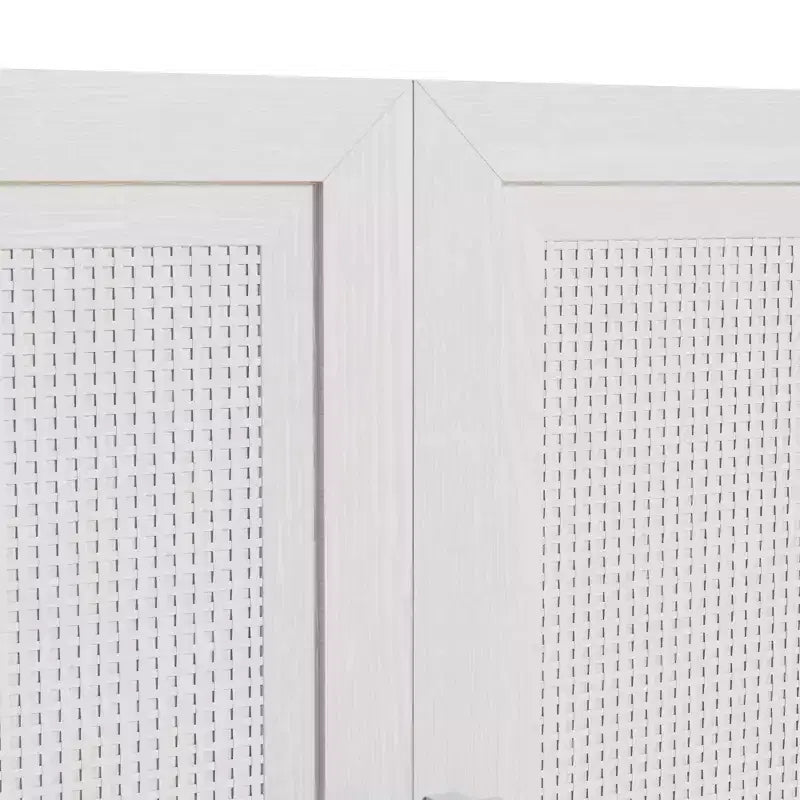 Set da 3 credenze contenitore con ante in rattan e ripiani regolabili - 93Lx31H