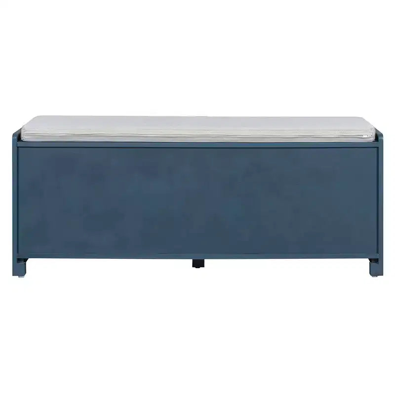 Whisen Rustic Wood Storage Bench, Entryway Shoe Bench with Removable Cushion, Adjustable Shelves