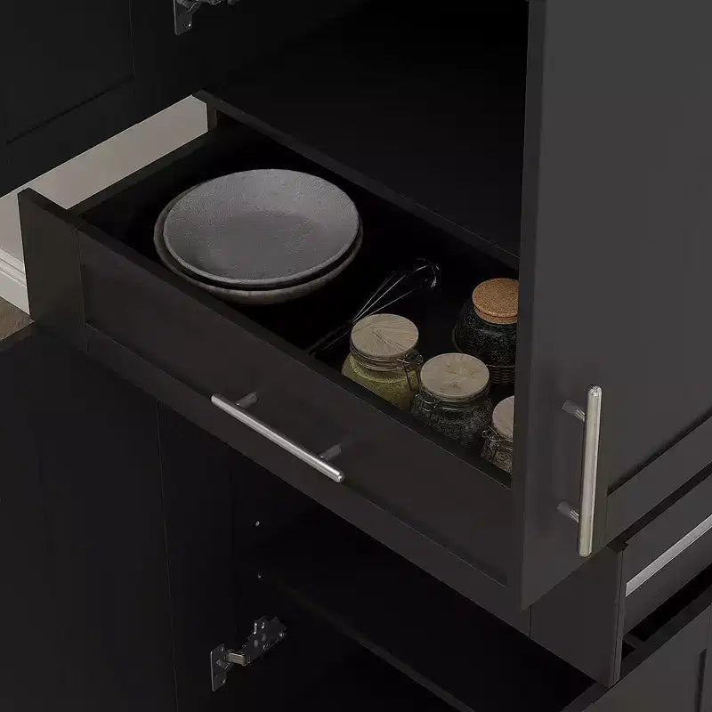 Modern Kitchen Pantry Freestanding Cabinet Cupboard with Doors and Drawer, Adjustable Shelving