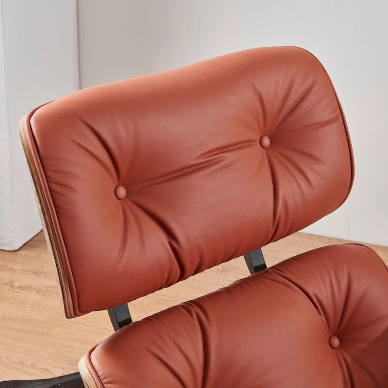 Fauteuil inclinable de salon moderne en cuir, style milieu du siècle