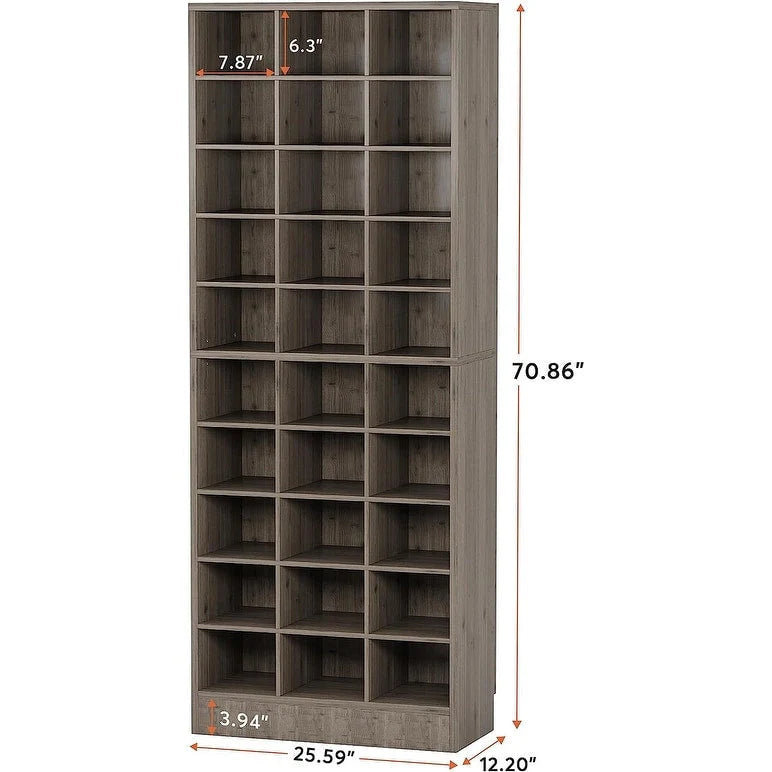 Hoge schoenenkast voor 30 paar schoenen, 10 etages, wit houten schoenenrek voor kledingkast en hal - 10 etages