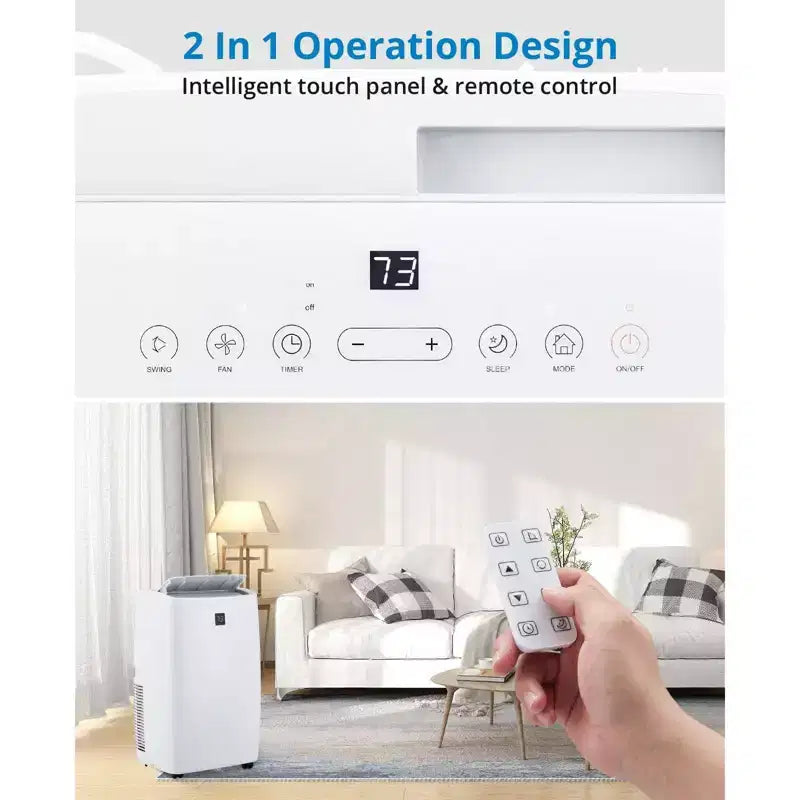 Climatizzatore portatile da 14.000 BTU, con telecomando, funzioni di raffrescamento, ventilazione e deumidificazione, modalità sleep e timer di 24 ore, raffredda 700 piedi quadrati