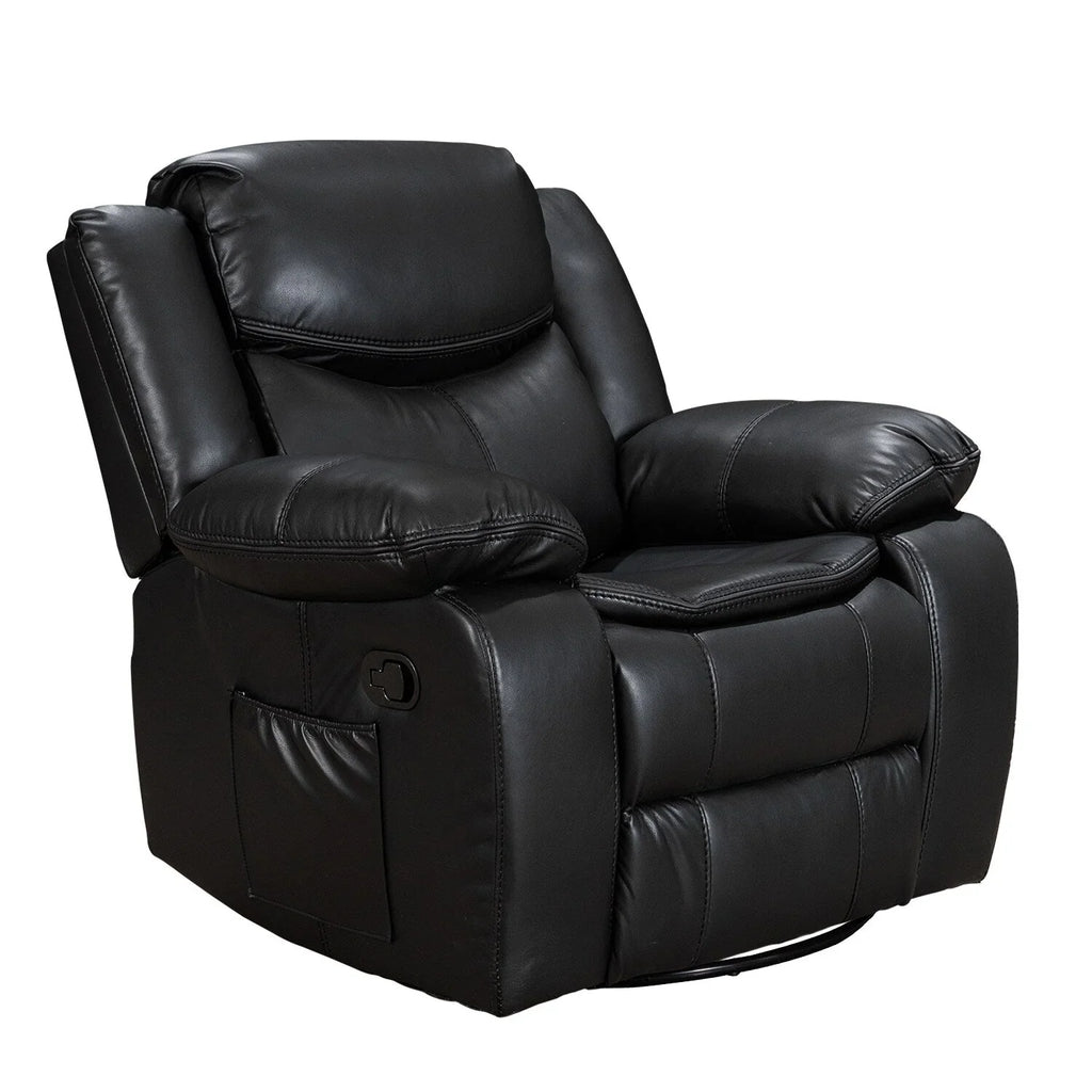 Fauteuil inclinable de massage et chauffant en cuir durable à assise large