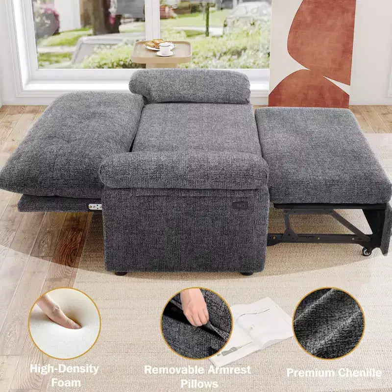 Dyonery 3-in-1 Convertible Sofa Bed, Pull Out Sleeper Sofa with Adjustable Backrest