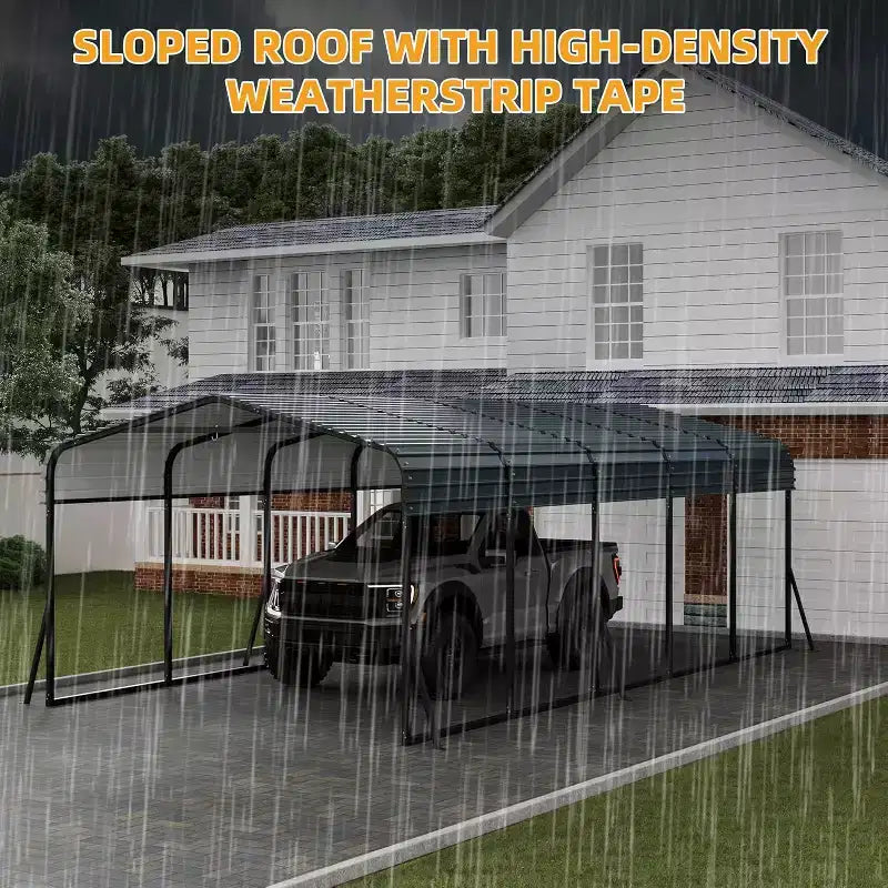 LinTimes Metall-Carport 12 x 24 Fuß mit verzinktem Stahldach, pulverbeschichtetem Rahmen und wasserabweisendem Unterstand für Fahrzeuge, Schutz im Außenbereich