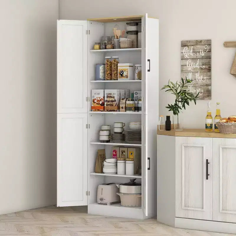 HOMCOM vrijstaande keukenkast van 67 inch, opbergkast met 4 deuren, verstelbare planken en deuren