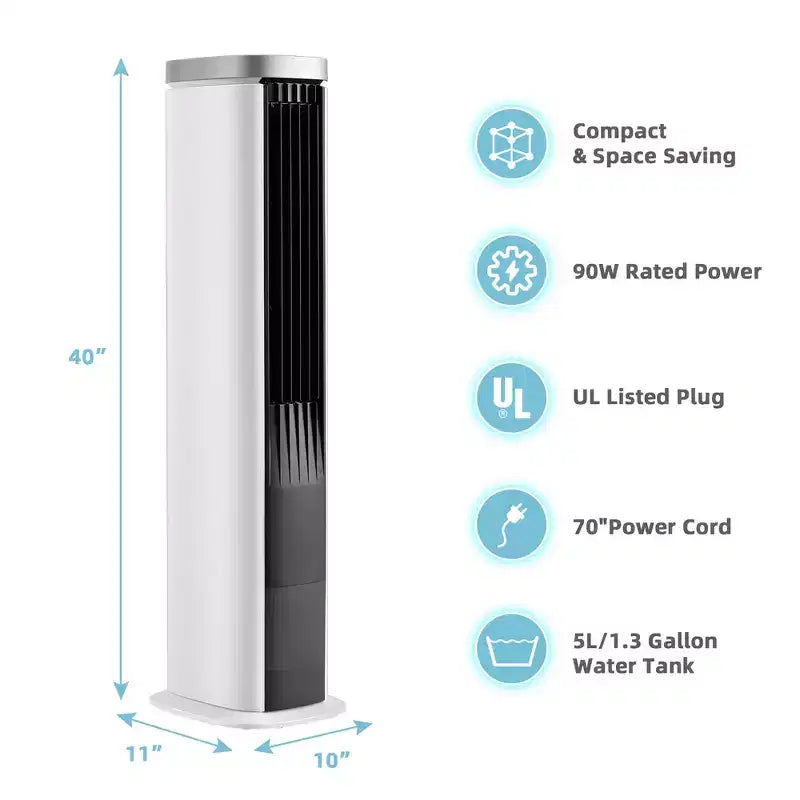Costway 3-in-1 draagbare verdampingsluchtkoeler, 40'' bladloze verkoelingstorenventilator met timer
