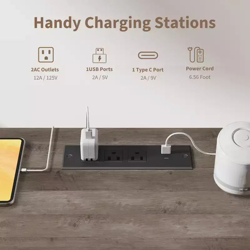Geriffelter Stauraum-Schreibtisch fürs Homeoffice, moderner Chefschreibtisch mit 54 Zoll und Ladestation, Computertisch aus Holz mit Aktenschubladen fürs Arbeitszimmer