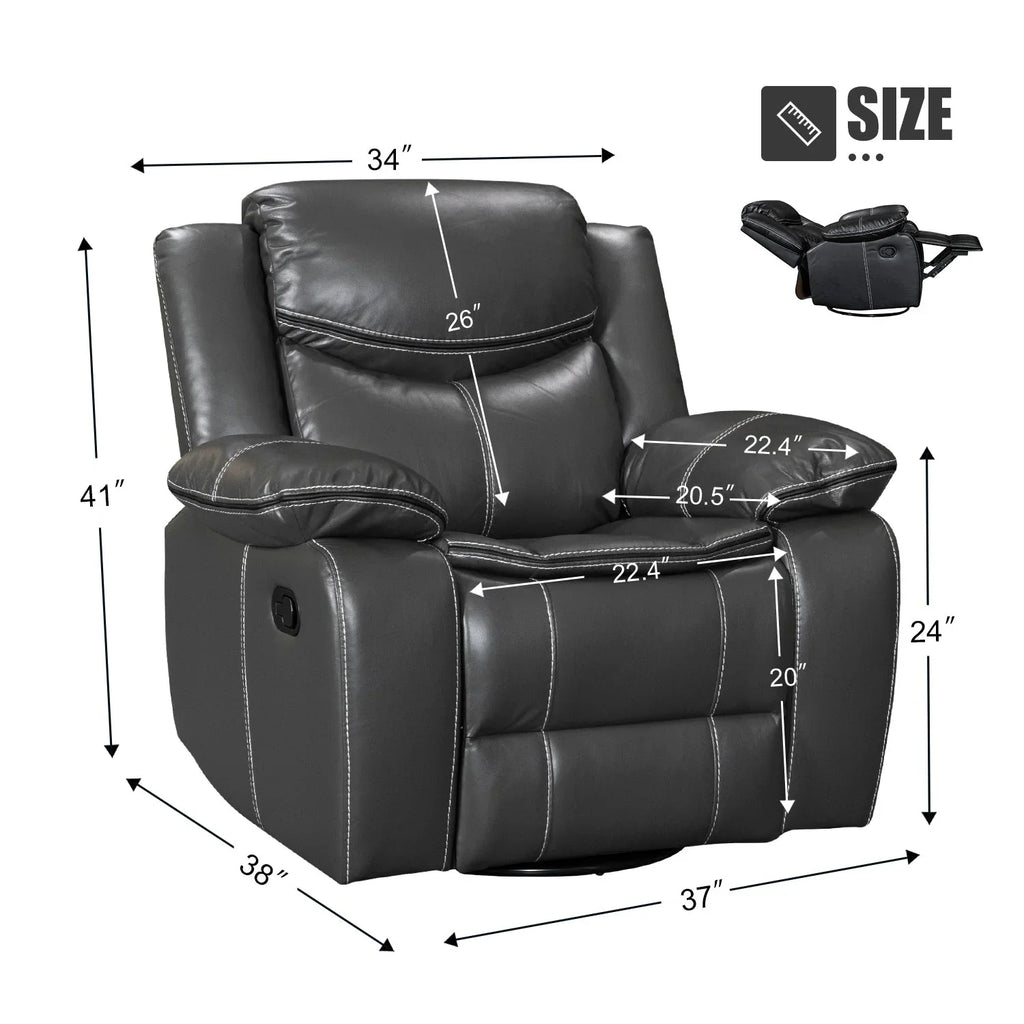 Fauteuil inclinable de massage et chauffant en cuir durable à assise large