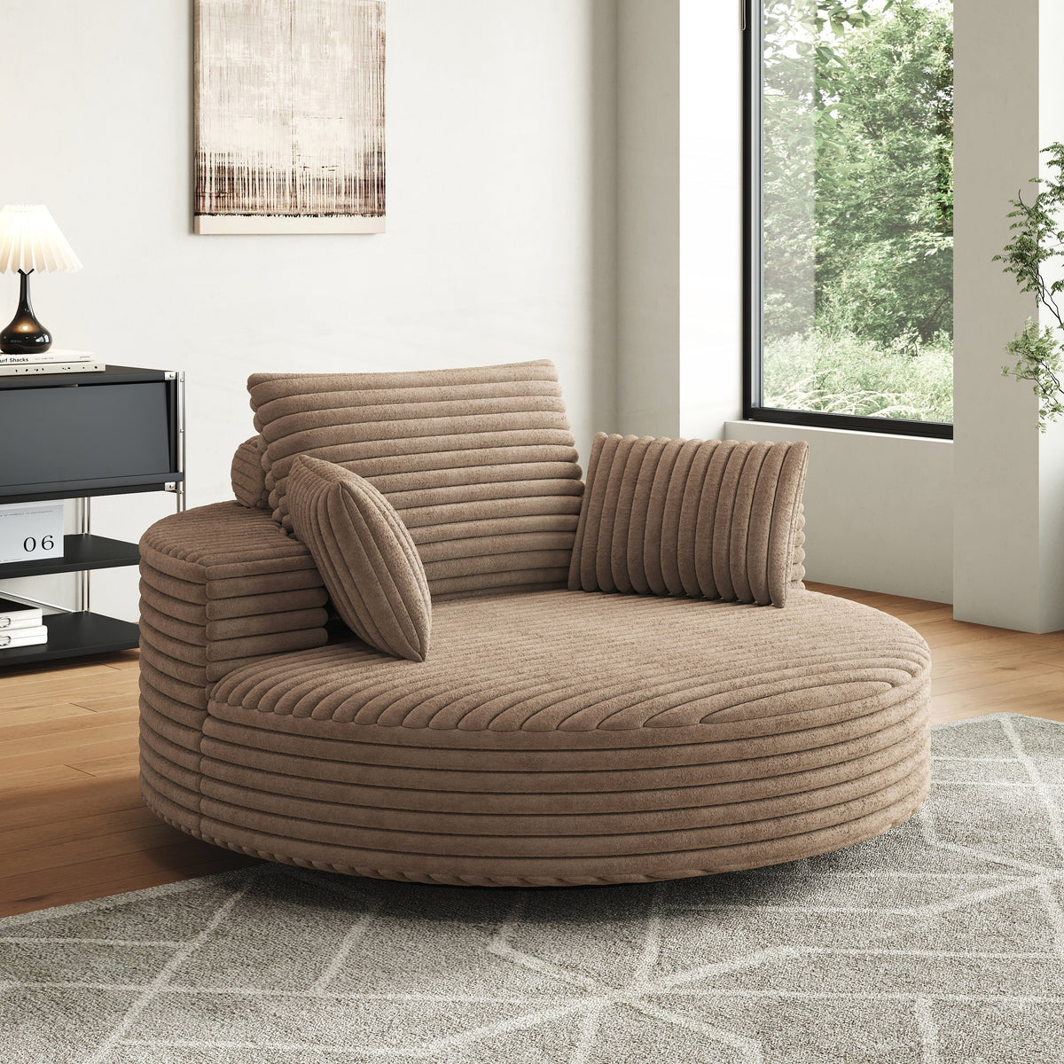 Einzelner Drehstuhl aus Cord-Chenille-Schaumstoff