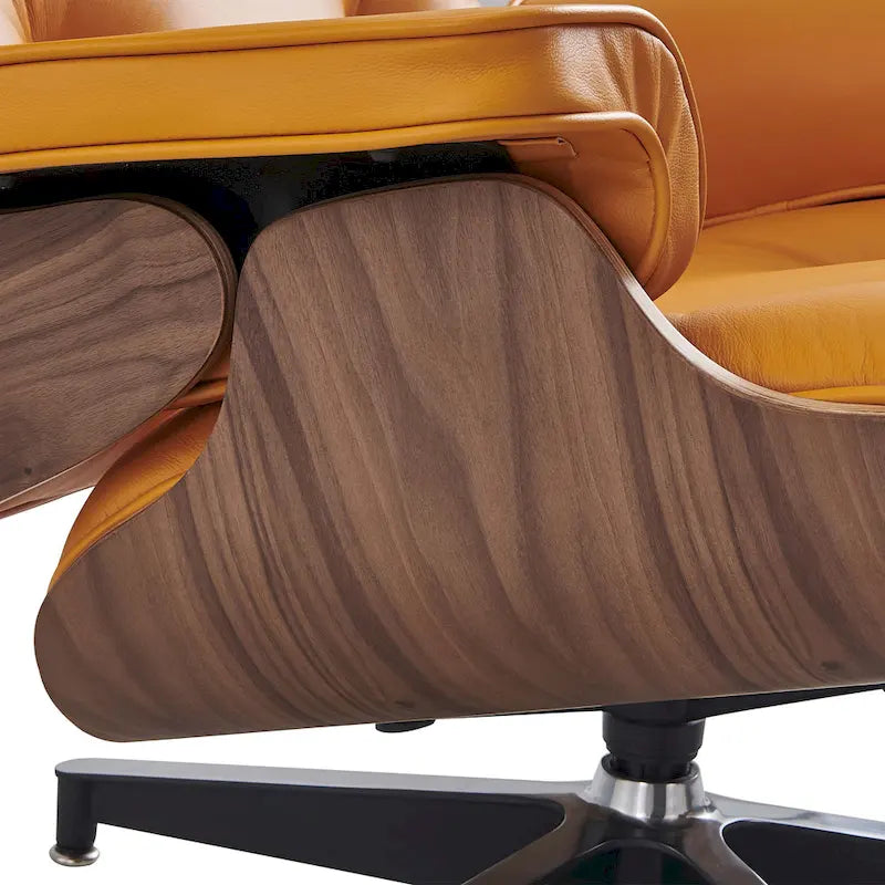 Fauteuil inclinable de salon moderne en cuir, style milieu du siècle