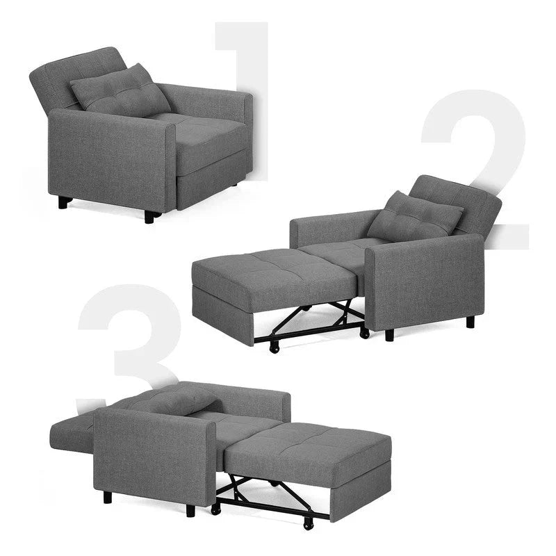 3-in-1-Schlafsofa mit verstellbarer Rückenlehne, ausziehbarer Sessel, umwandelbares Klappbett fürs Wohnzimmer