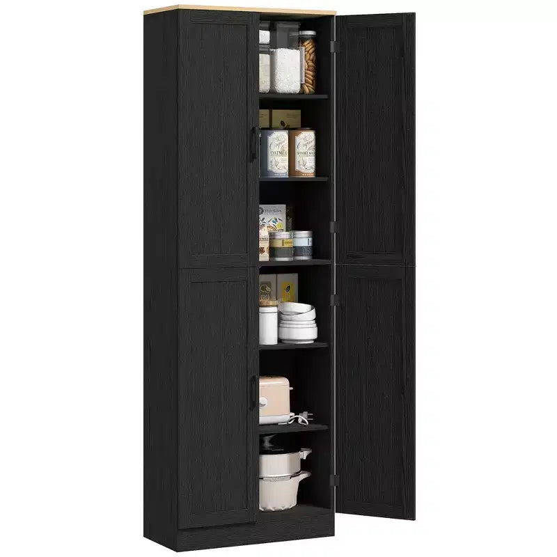 HOMCOM vrijstaande keukenkast van 67 inch, opbergkast met 4 deuren, verstelbare planken en deuren