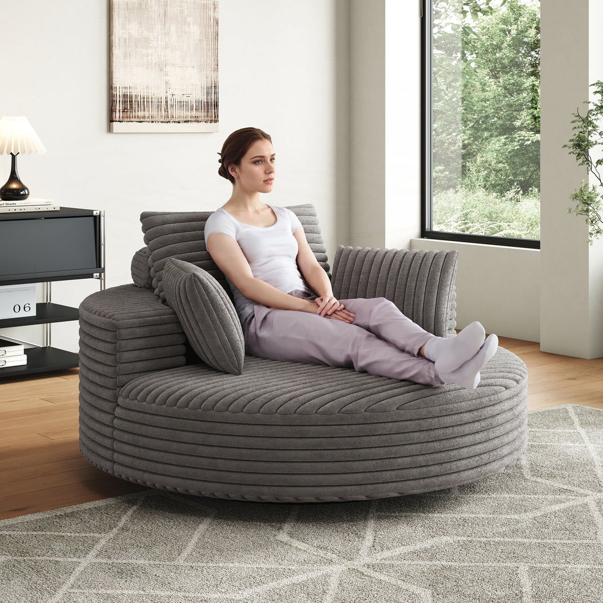 Einzelner Drehstuhl aus Cord-Chenille-Schaumstoff