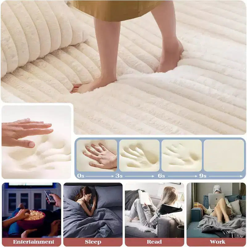 AMERLIFE 93 dubbele chaise longue voor twee personen, diepe Cloud-bank met lendekussens en brede armleuningen, eenvoudige montage, imitatiebont