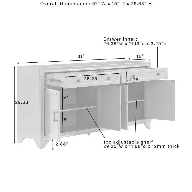 Ensemble 3 pièces Tara de buffet et meuble garde-manger finition vieillie - Crosley