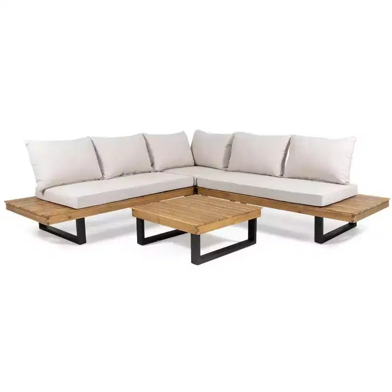 L-vormige loungeset voor buiten, terras- en tuinset met salontafel en waterafstotende kussens – ModernLuxe