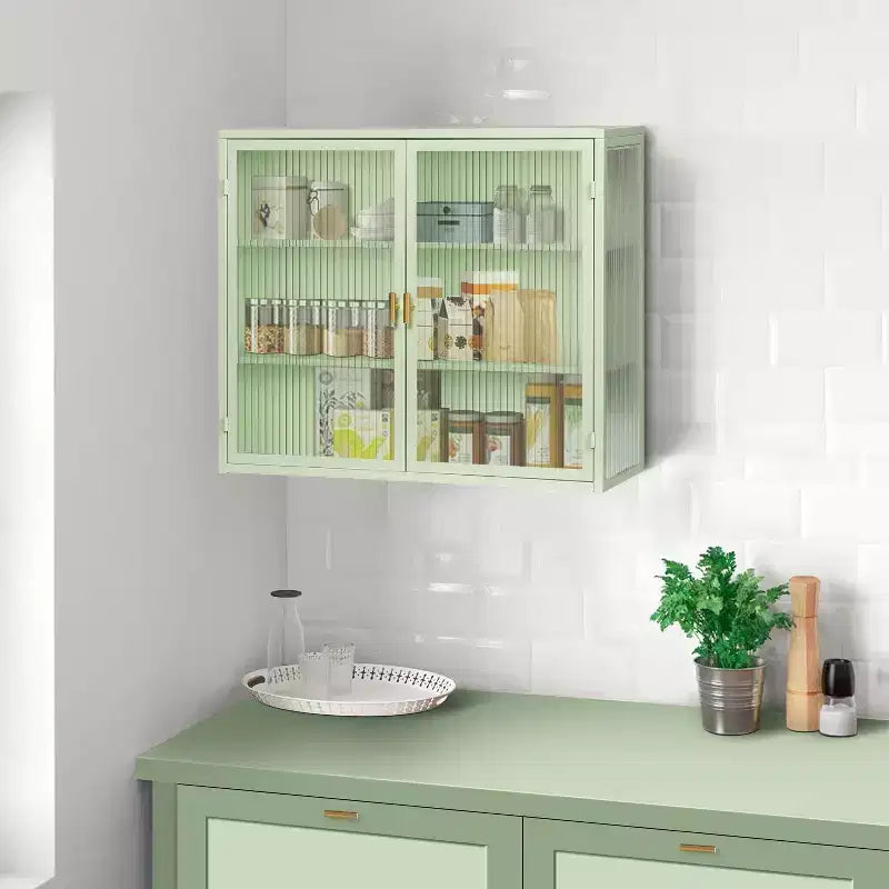 Okak Modern 2-door Wall Cabinet with Featuring 3-tier Storage Glass Doors for Entryway/Dining Room/Living Room/Kitchen