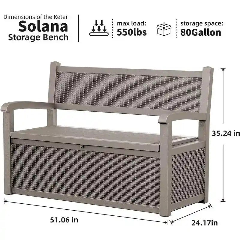All-Weather Resin Storage Bench with Lockable Hidden Compartment - Rattan-Look Design, 500 lbs Capacity, 70-Gallon Storage