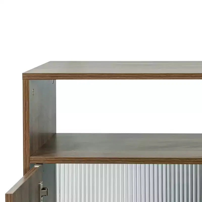 GDFStudio Hikaru Modern Sideboard Buffet Cabinet with Sliding Glass Doors and Drawers