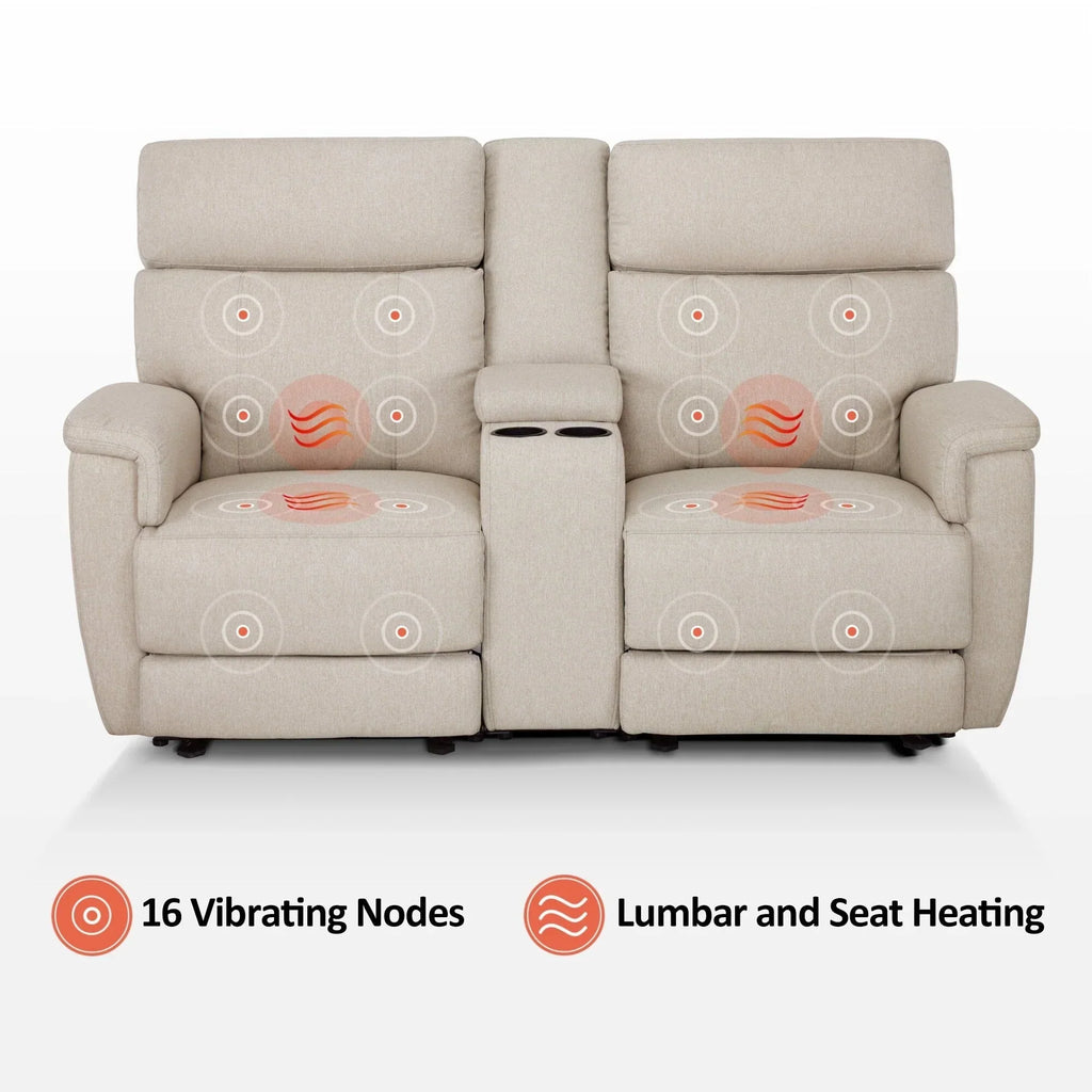 MCombo 60.2 Power Loveseat Recliner Sofa with Massage and Dual Heating, Adjustable Headrest, USB & Type C Port, Fabric