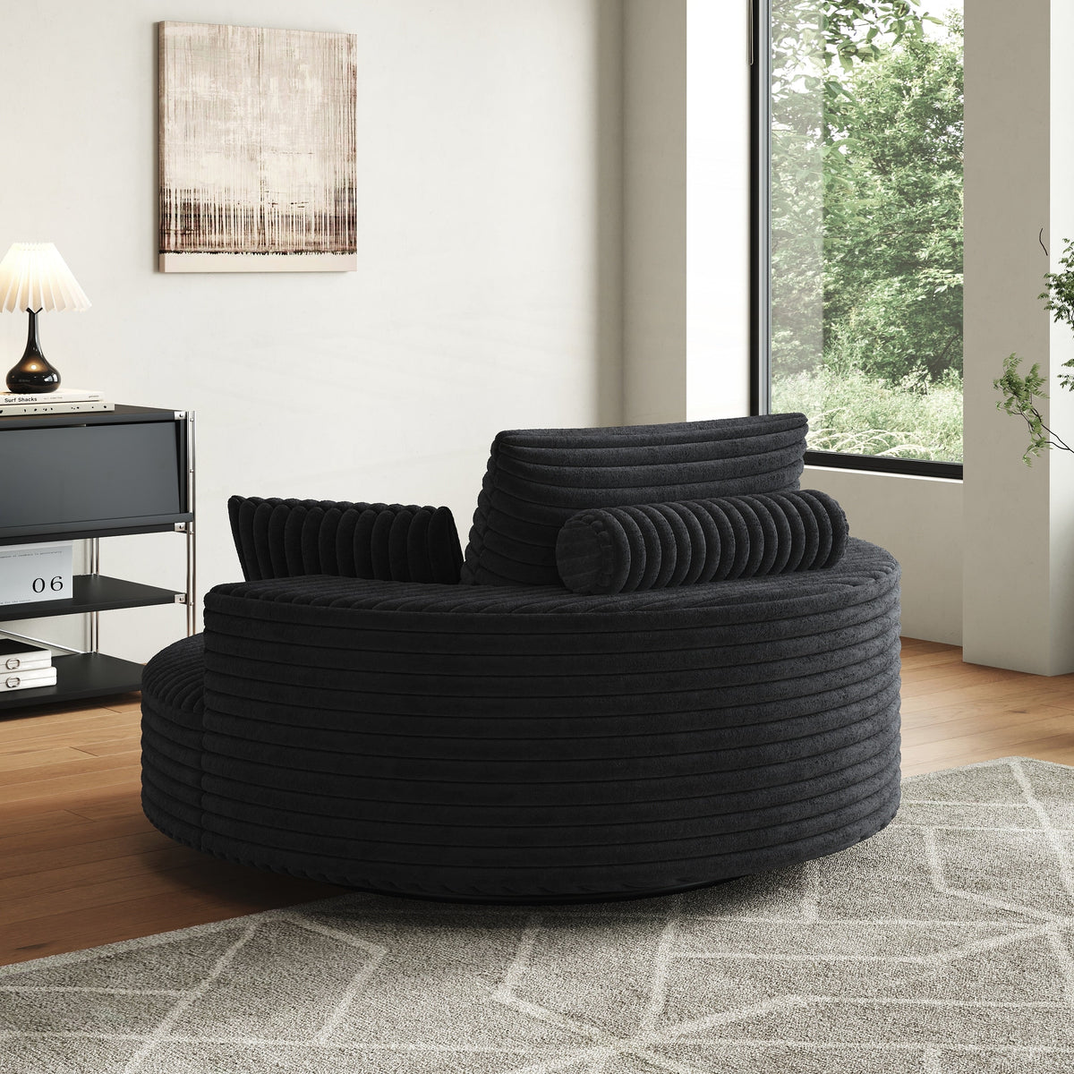 Einzelner Drehstuhl aus Cord-Chenille-Schaumstoff