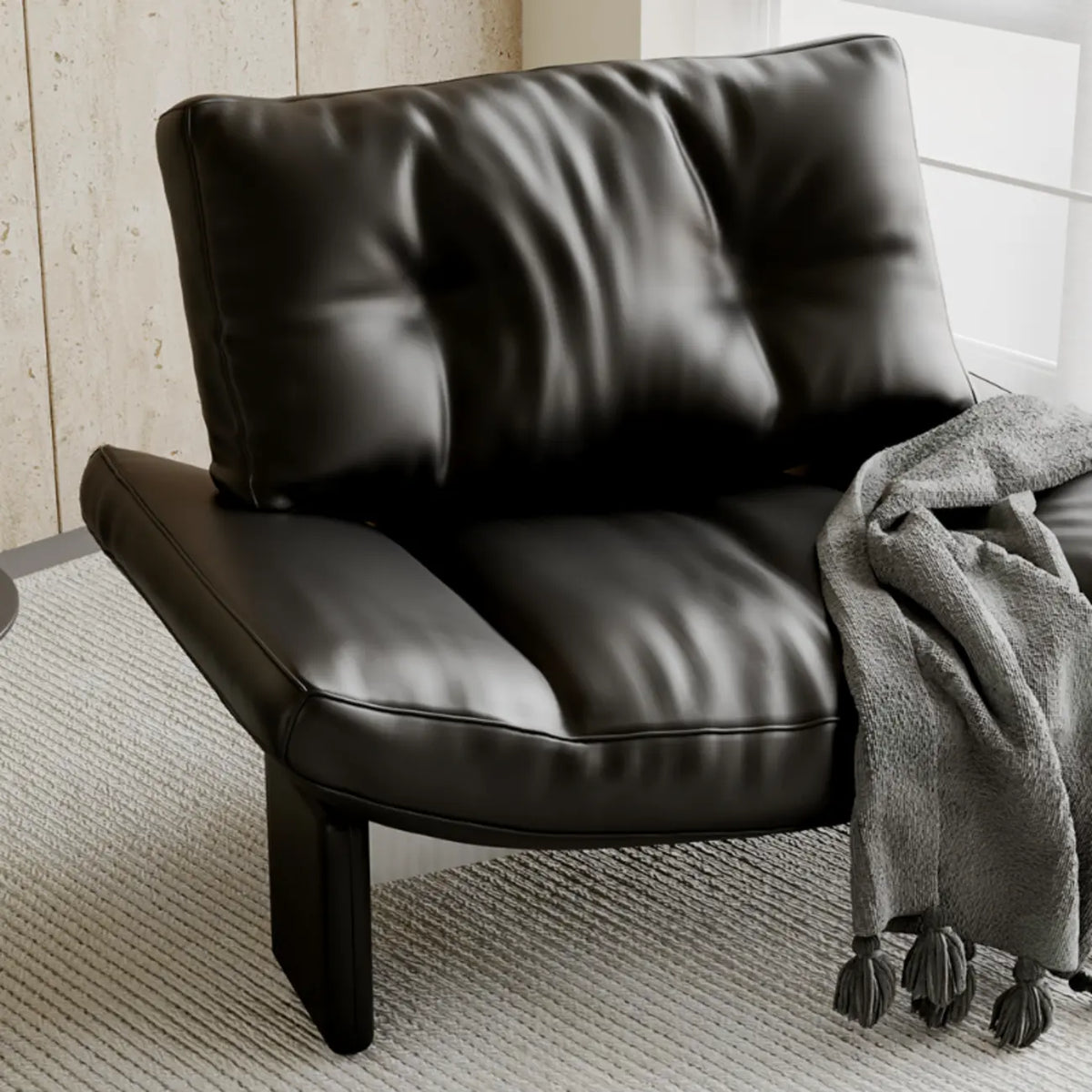 Contemporary Black Tufted Armless Chenille Accent Chair
