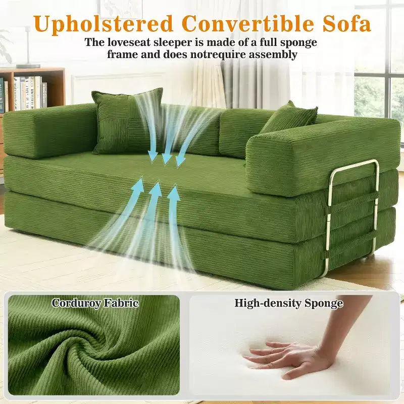 Dyonery 78 klappbares Schlafsofa, Cordbezug, Schlafcouch in King-Size-Größe für den Boden, 4-in-1-DIY-Kombination, modulares Sofa zum Ausklappen, bequem