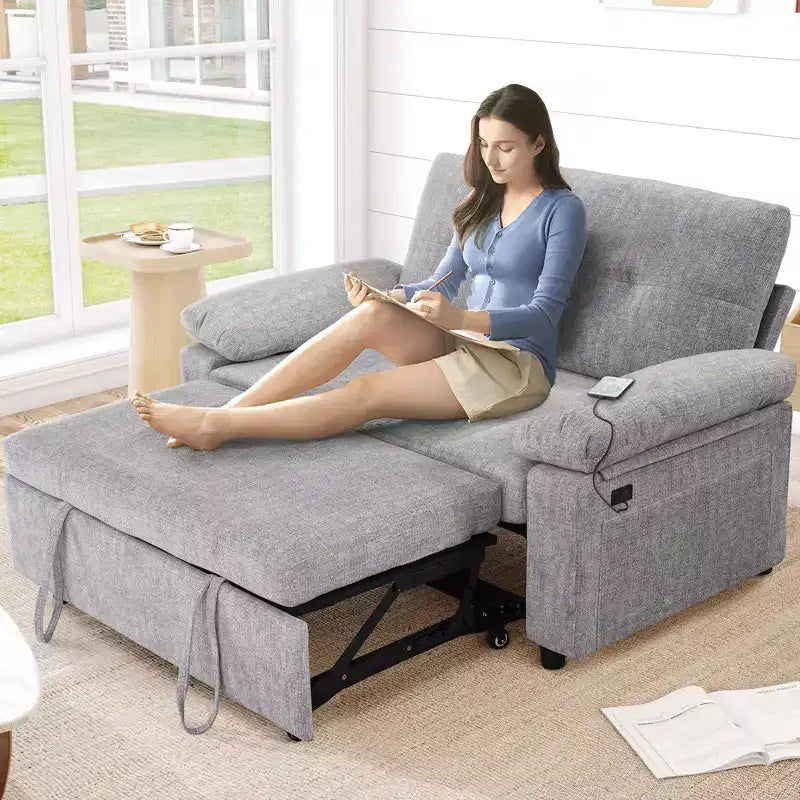 Dyonery 3-in-1-Schlafsofa, ausziehbares Schlafsofa mit verstellbarer Rückenlehne