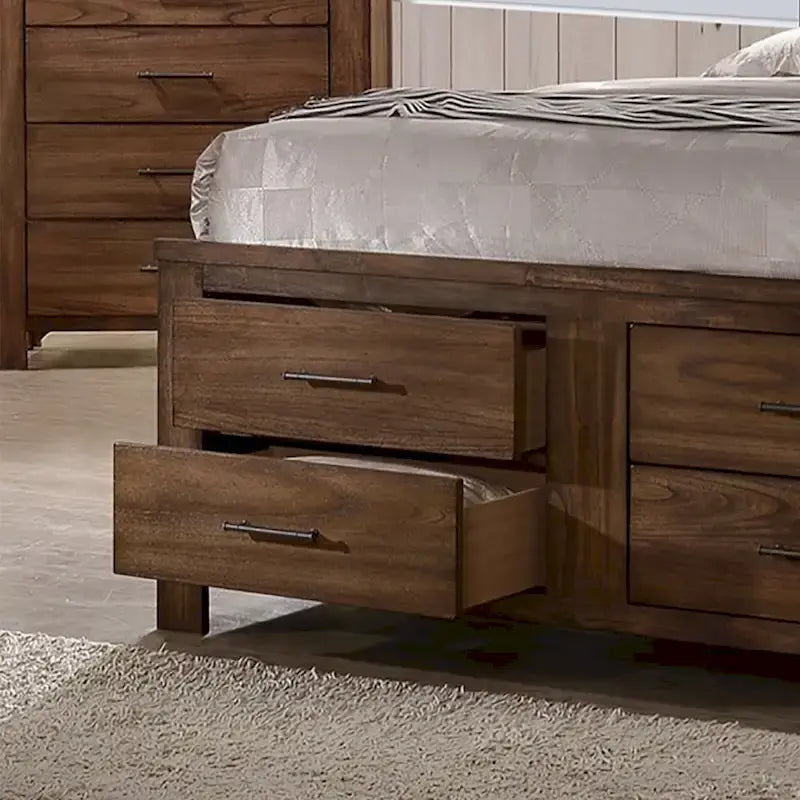 Bett mit 6 Schubladen unter dem Bett, Walnuss