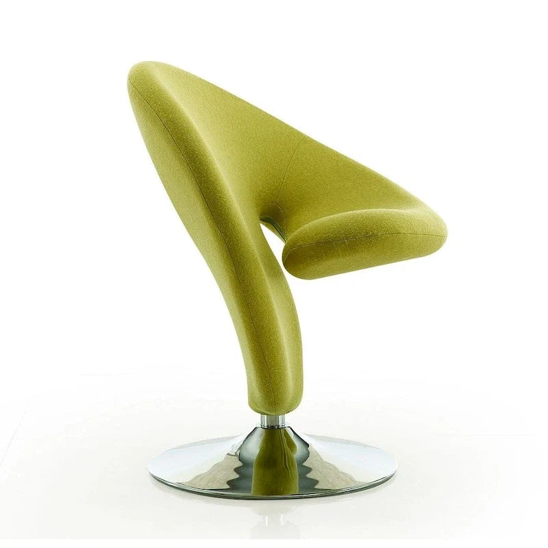 Poltrona girevole d'accento Manhattan Comfort Curl in misto lana e cromo (set da 2)