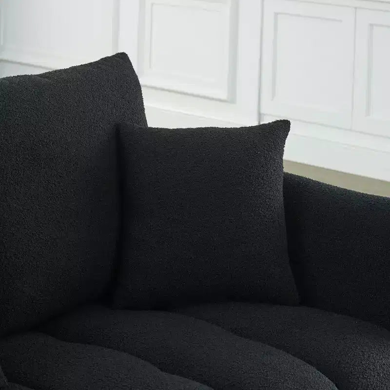 GDFStudio Alanna 79,5 modernes 3-Sitzer-Sofa mit Teddy-Stoffbezug und Kissen