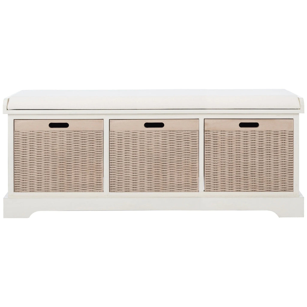 Banco de almacenamiento SAFAVIEH Fiorello con 3 cajones y cojín - 47.3 W x 15 L x 19 H - 47Wx15Dx19H