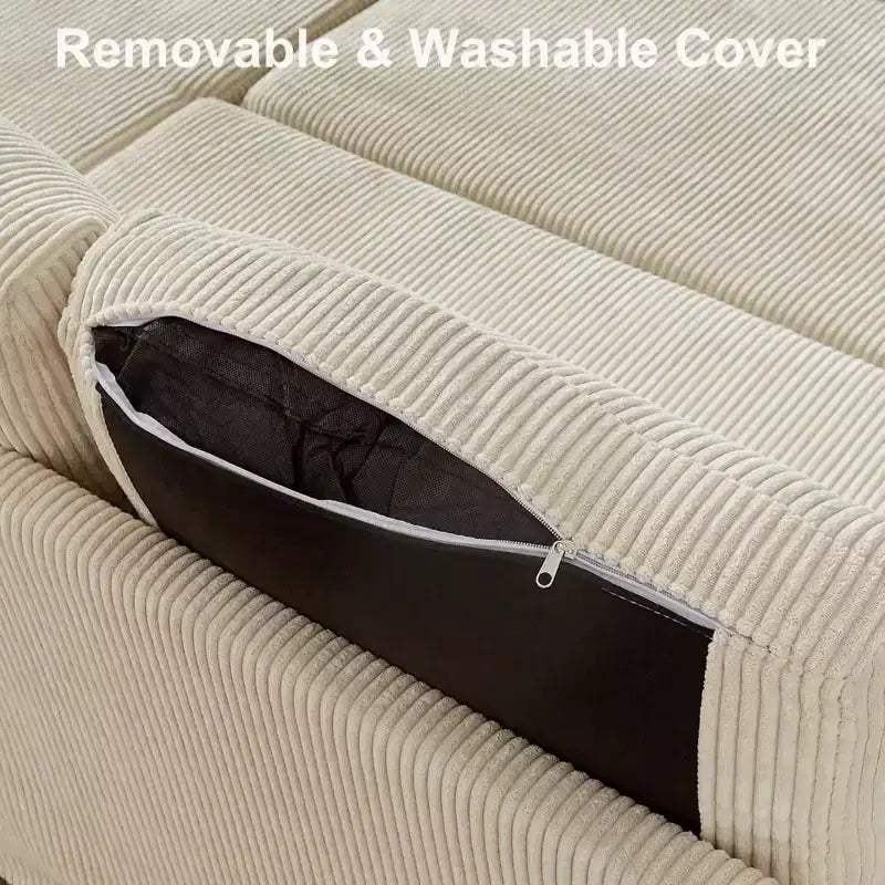 Dyonery 2-in-1-Schlafsofa zum Ausziehen mit Stauraum und Récamiere, Cord-Ecksofa mit USB-Anschlüssen für das Wohnzimmer