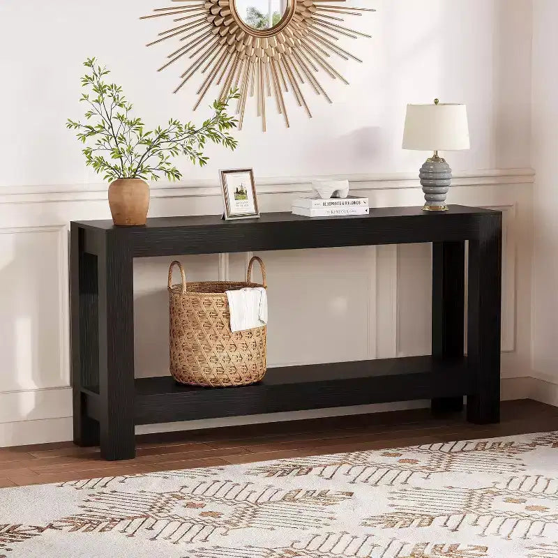 63 Entryway Console Table with 2 Drawers, Narrow Wooden Sofa Table for Living Room, Hallway, or Foyer, Accent Storage Table
