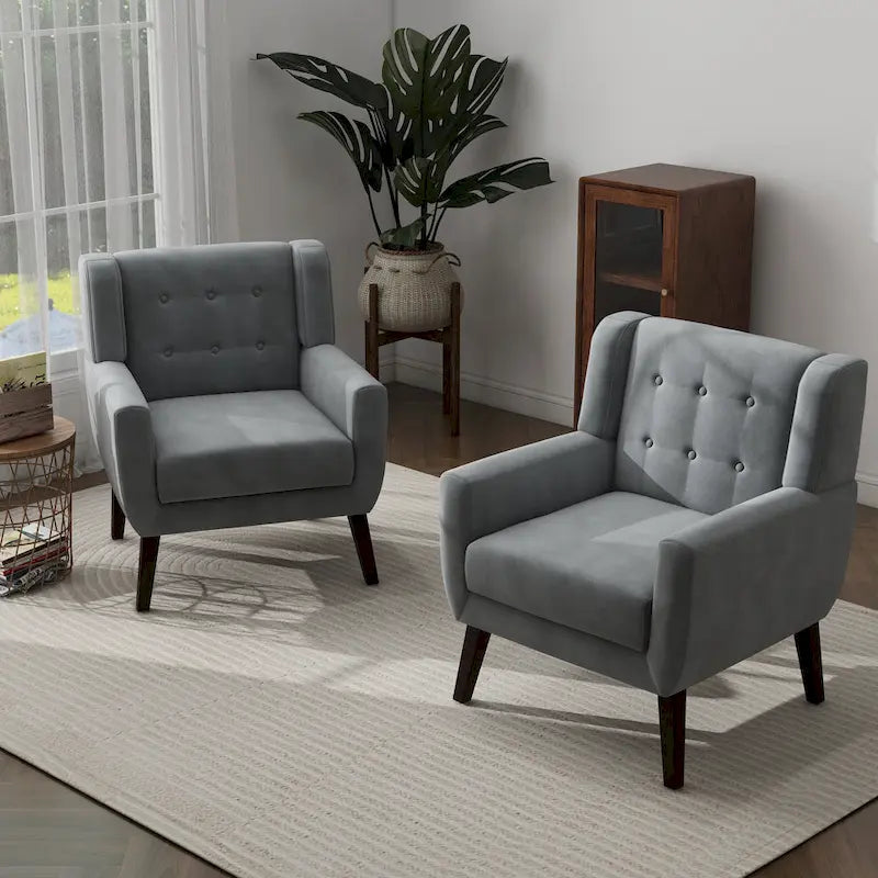 Set van 2 fluwelen accentstoelen voor de woonkamer, gestoffeerde fauteuils