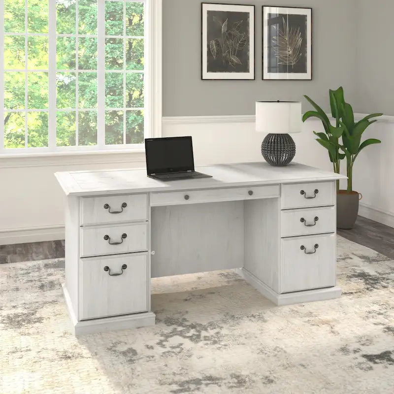 Bush Furniture Saratoga vezetői íróasztal fiókokkal és tárolóhellyel
