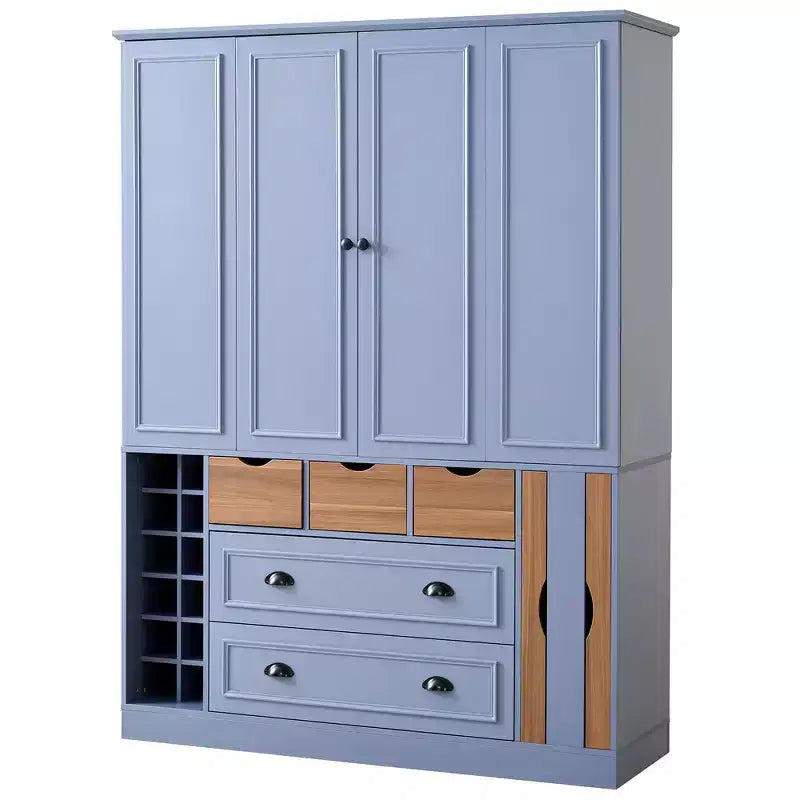 Despensa de cocina independiente Whisen de 71'' de altura, armario grande de almacenamiento para comedor con aparador, 4 puertas plegables, estantes y botelleros