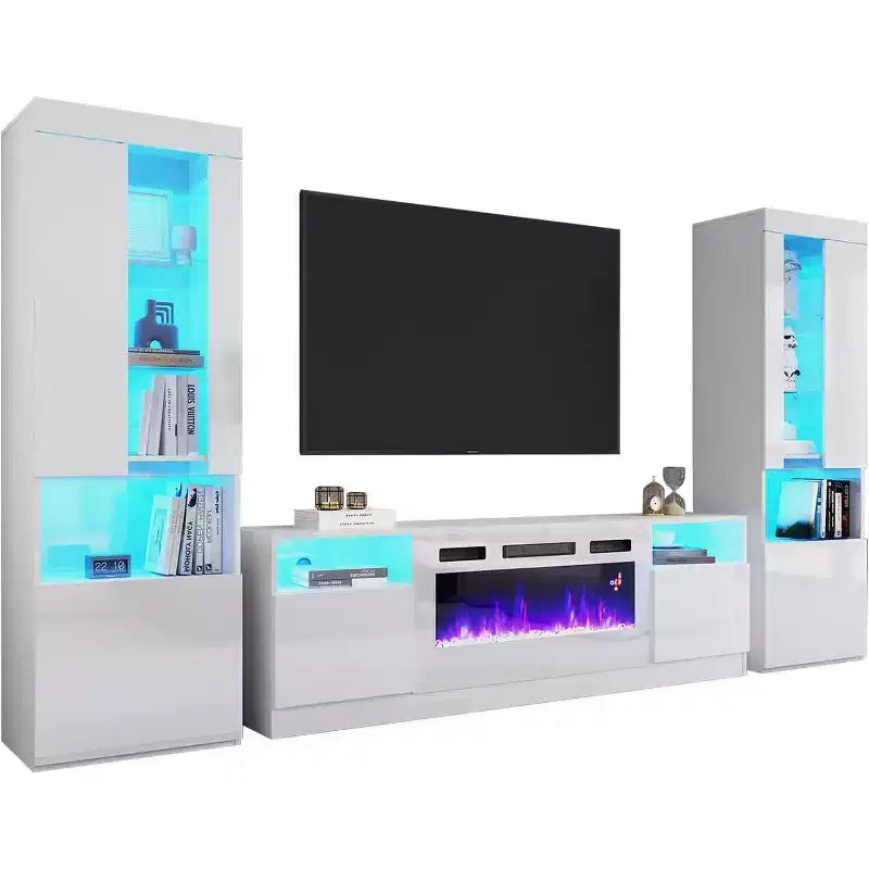 AMERLIFE moderne entertainmentset met hoogglansafwerking en haard